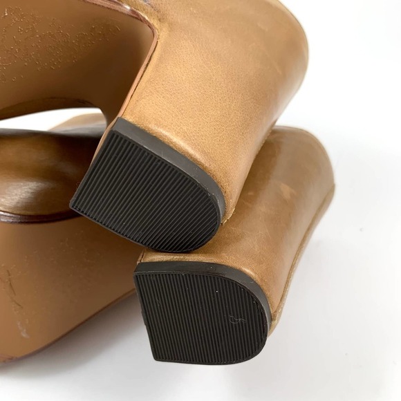 NICOLE beige leather peep toe high heel slides - Picture 7 of 11